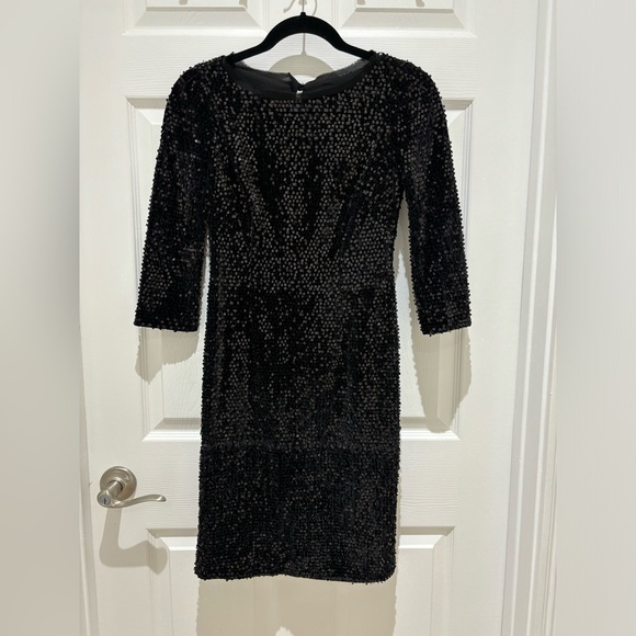 Eliza J black velvet sequin dress with cut out on back 2P - Picture 1 of 5